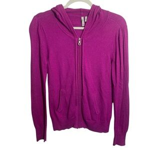 Caslon Hooded Zip Sweater angora and cashmere blend size small
